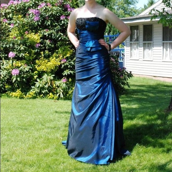 Maggie Sottero Prom Dress - Blue Shimmery/Sequin Gown - Picture 13 of 13